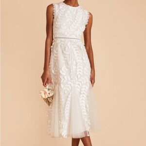 Birdy Grey White Leaf Embellished Gown